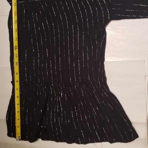 Sienna Sky NEW Blouse Top Back Buttons Metallic Lurex Stripe Dark NAVY Women's - Picture 4 of 16